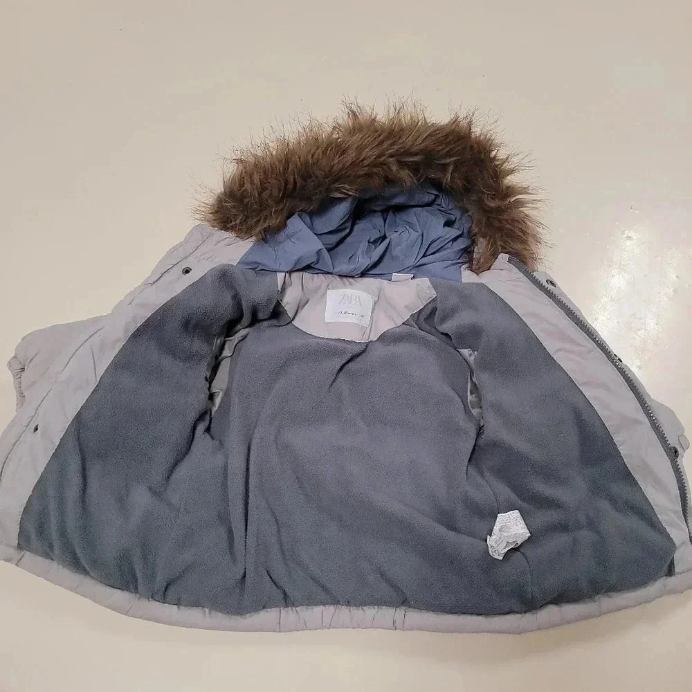 Zara grey winter puffer jacket kids 12 - 18